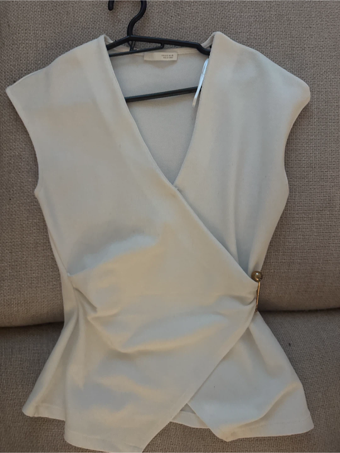 Zara White Wrap Top Size S