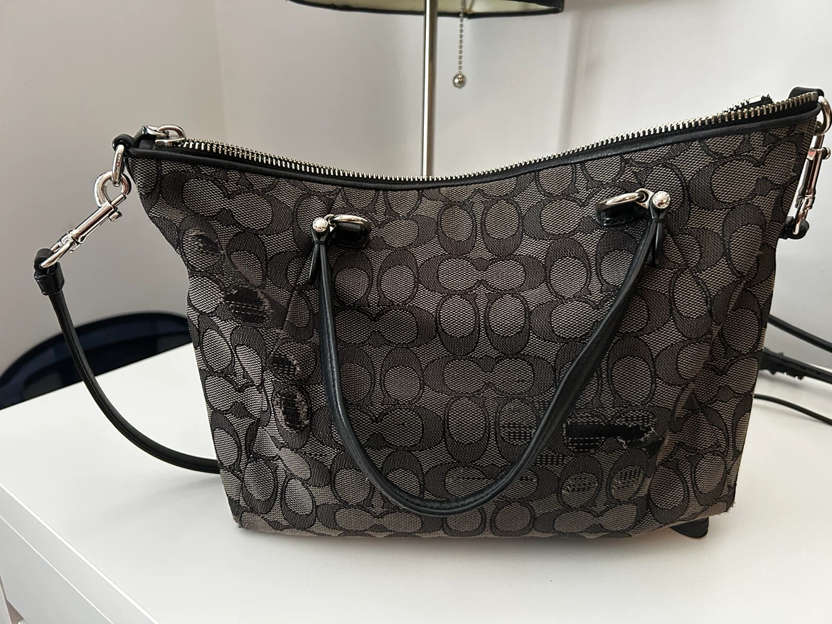 Vintage Coach Signature Jacquard Shoulder Bag in Black and Gray - photo 2