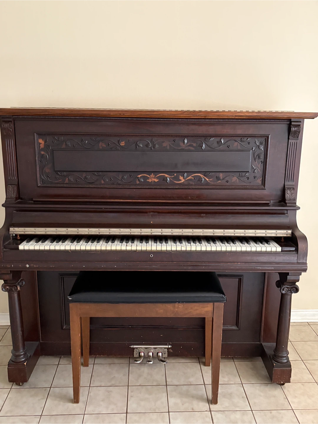 Vintage Upright Piano with Bench - photo 2