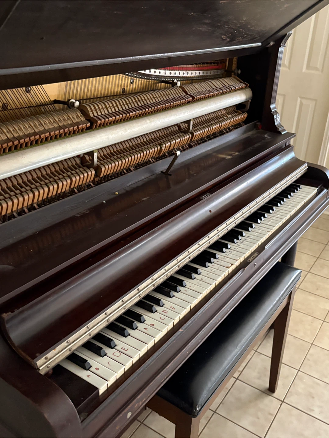 Vintage Upright Piano with Bench - photo 3