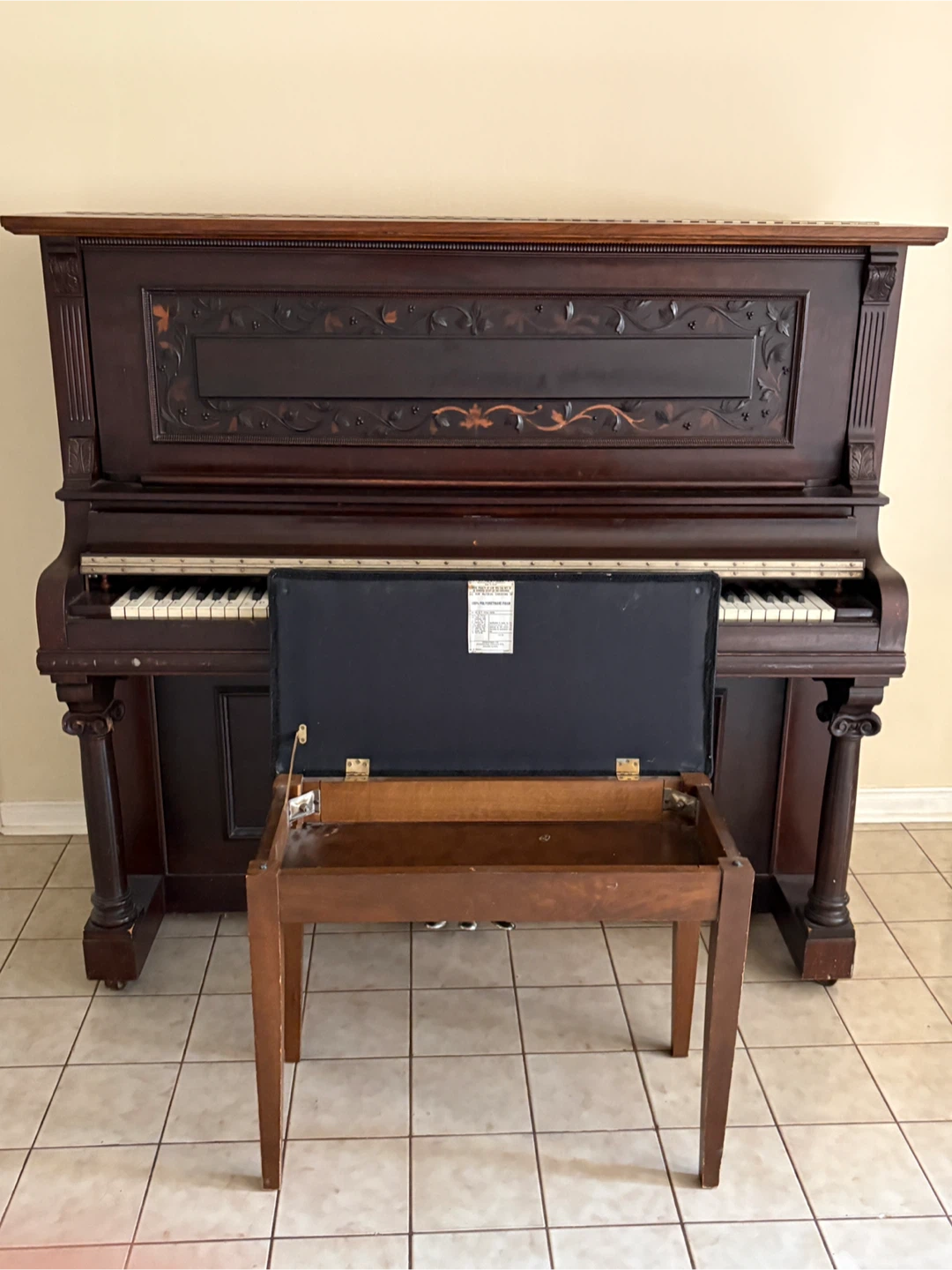 Vintage Upright Piano with Bench - photo 4
