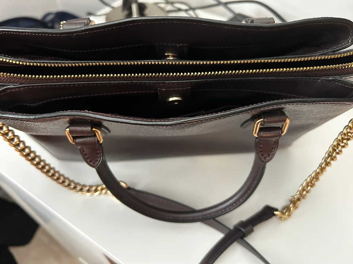 Coach Plum/Brown Leather Dome Satchel with Gold chain - photo 3