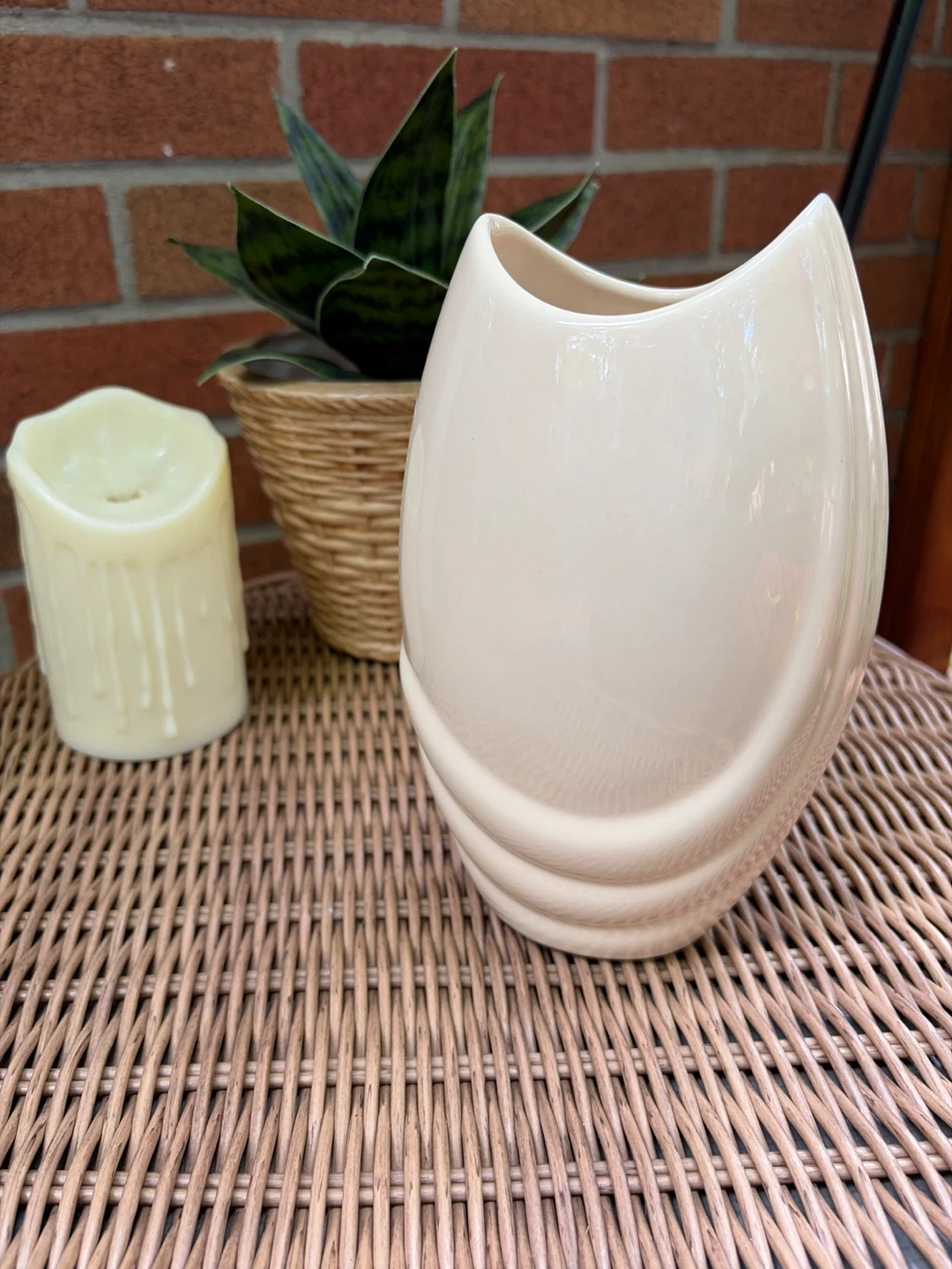 Vintage Cream Ceramic Vase