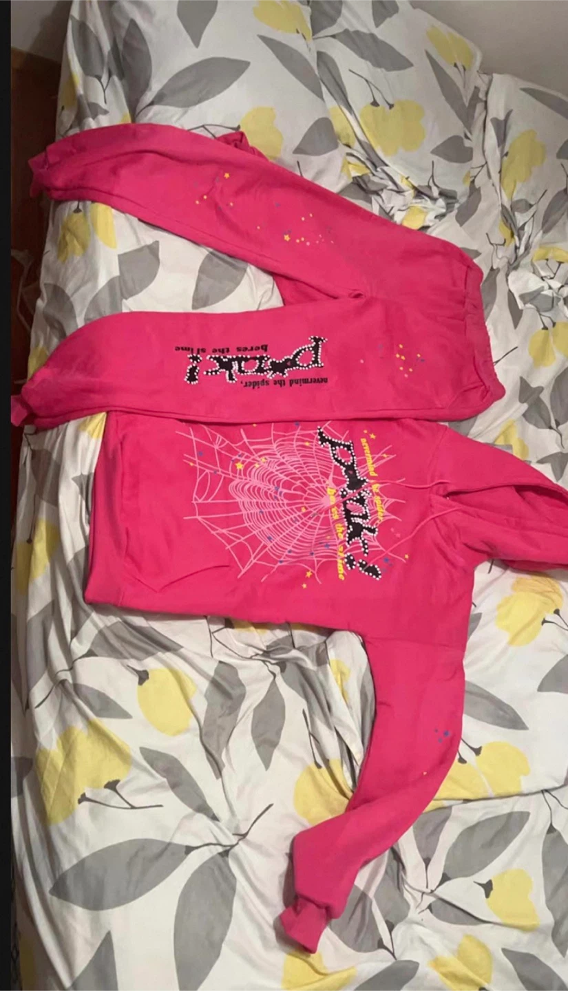 Pink Spider Web Hoodie and Jogger Set - photo 2