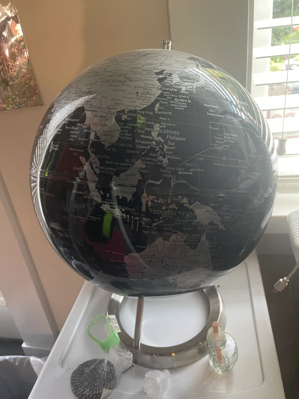 Black and Silver Decorative World Globe