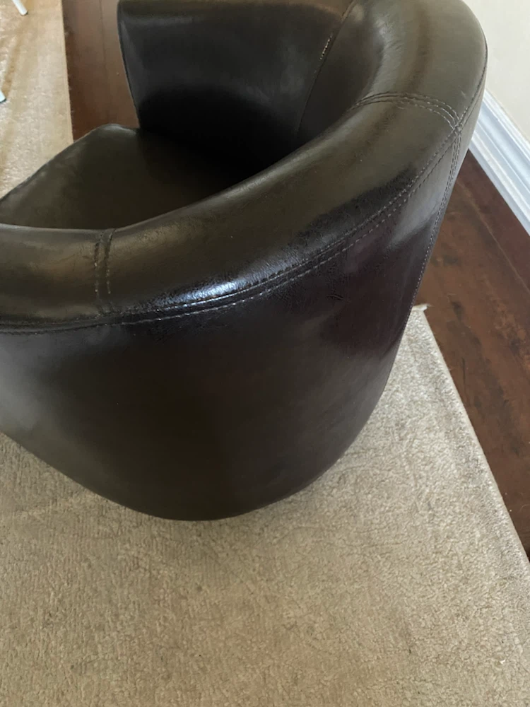 Dark brown faux leather tub chair -kids - photo 2