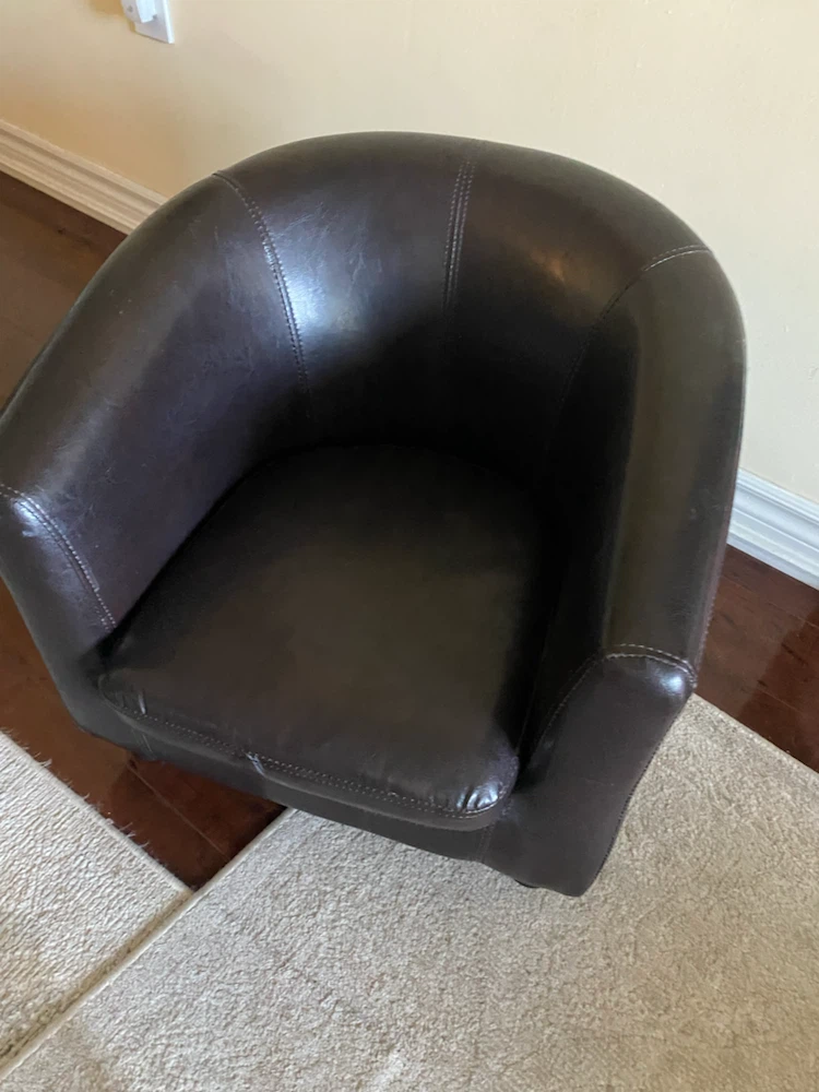 Dark brown faux leather tub chair -kids - photo 3