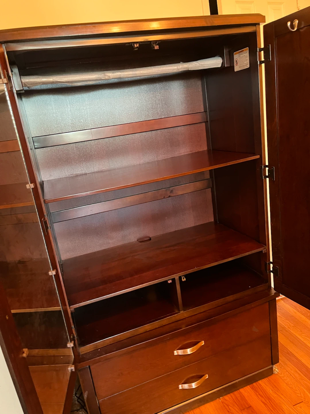 Dark Wood Armoire with Storage Drawers - photo 3