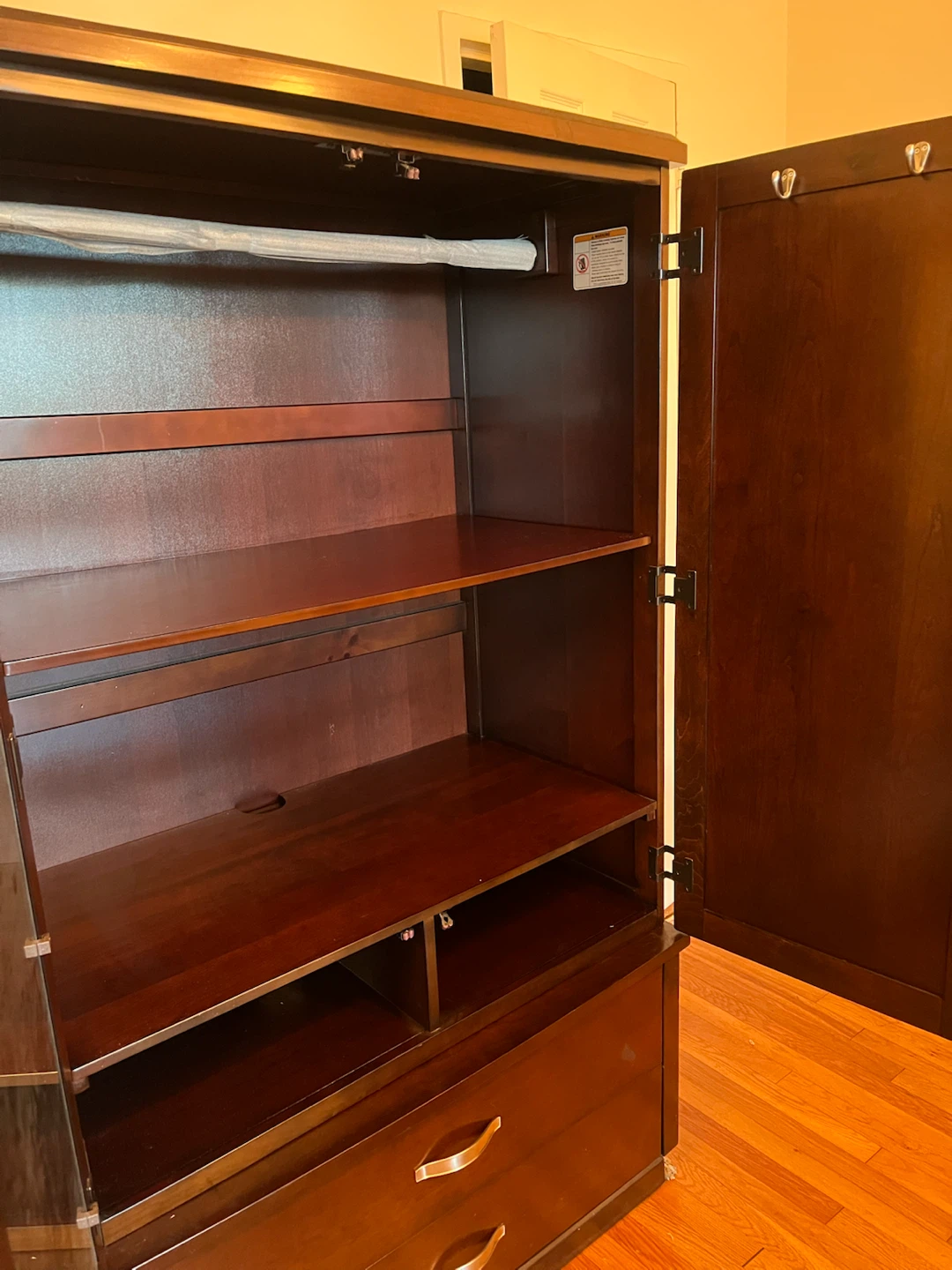 Dark Wood Armoire with Storage Drawers - photo 4