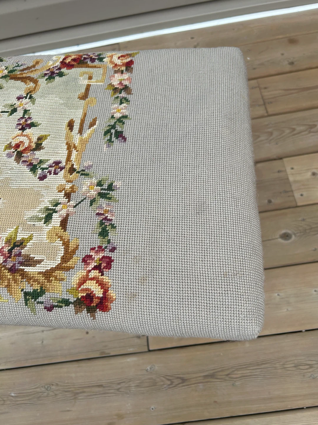Vintage Needlepoint Upholstered Bench - photo 4
