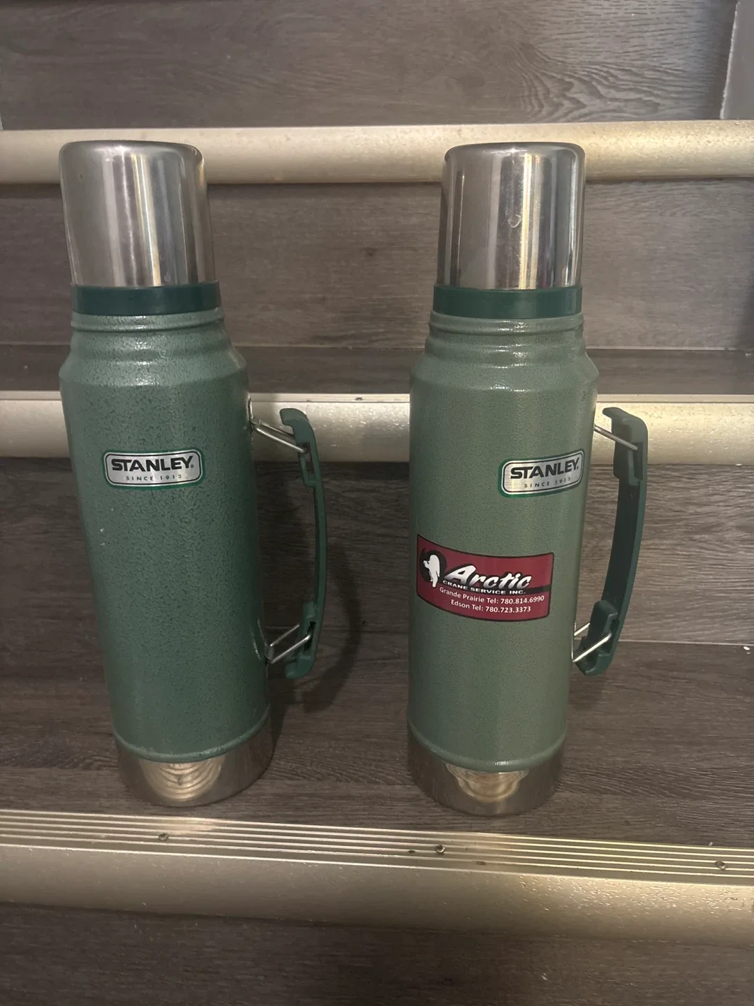 Two Stanley Classic Vacuum Bottles