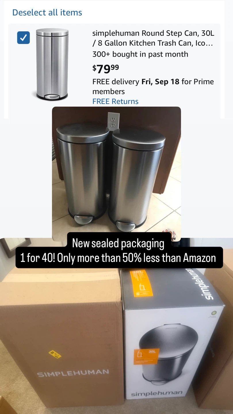 simplehuman Round Step Can 30L