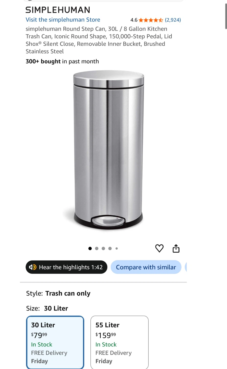 simplehuman Round Step Can 30L - photo 2