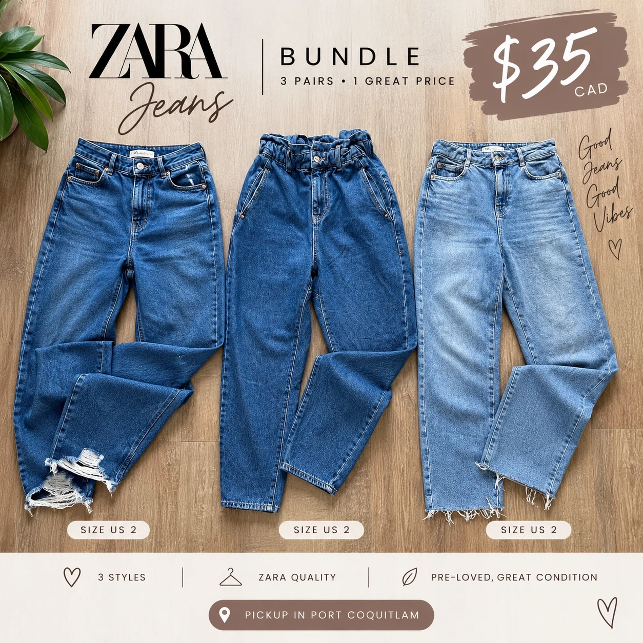 3 Zara Jeans Bundle – Size US 2 / EUR 34