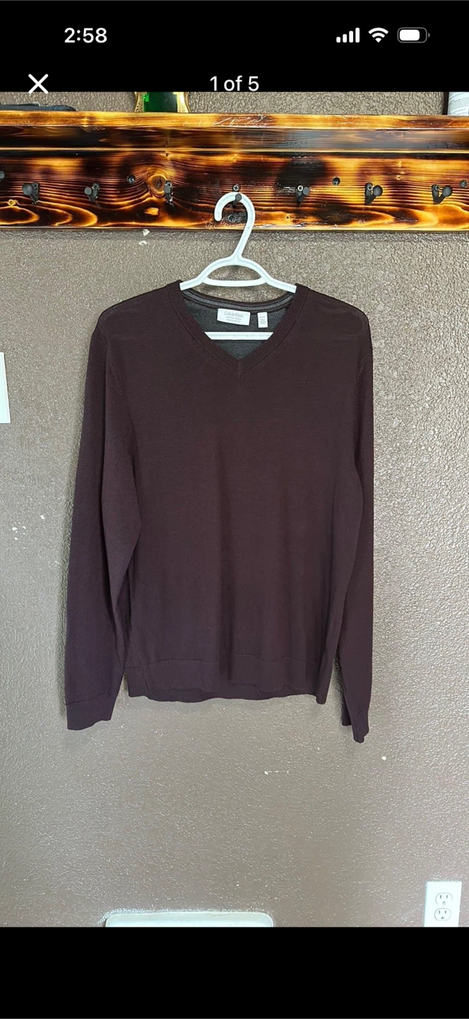 Calvin Klein Vneck Merino Wool Dress Sweater