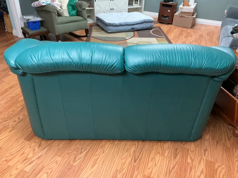 Teal Leather Loveseat - photo 3