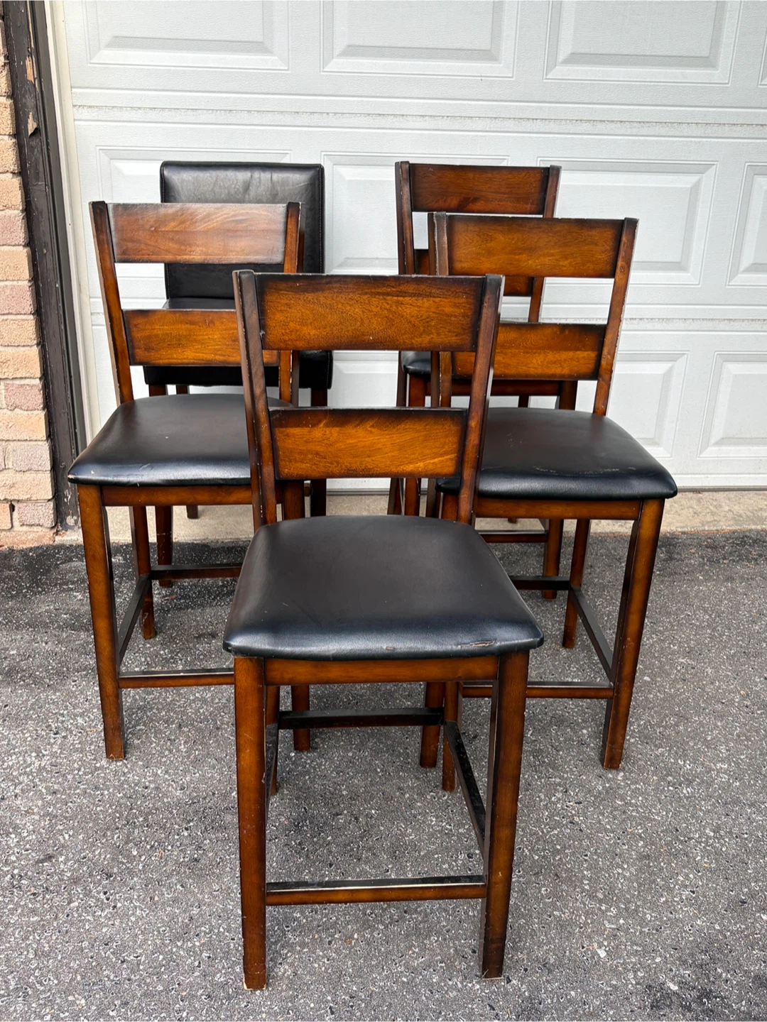 Set of 5 Wooden Bar Stools