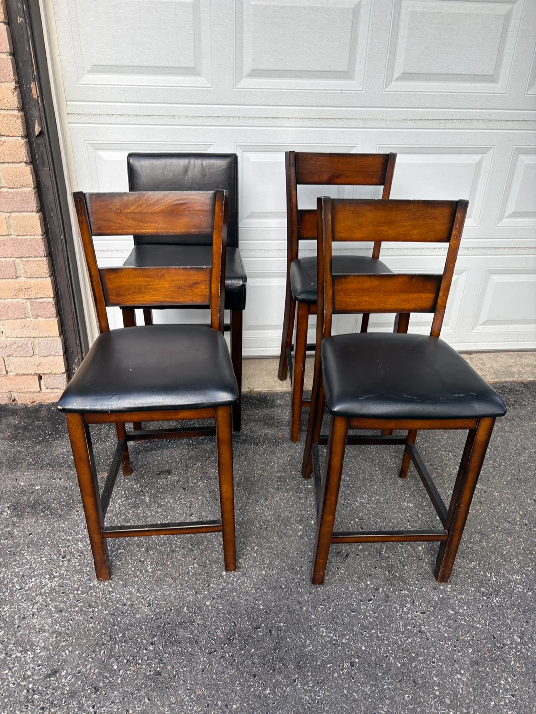 Set of 5 Wooden Bar Stools - photo 3