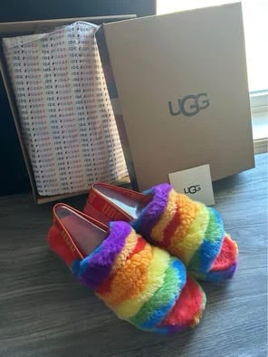 UGG Fluff Yeah Slide Cali Collage Women's Size 8