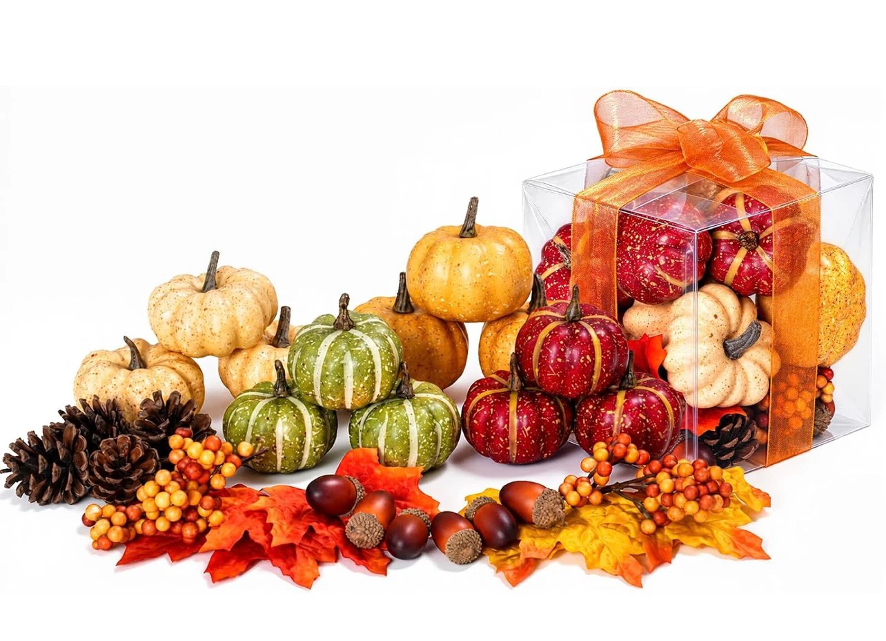 30 Piece Realistic Fall Pumpkin Decorative Set