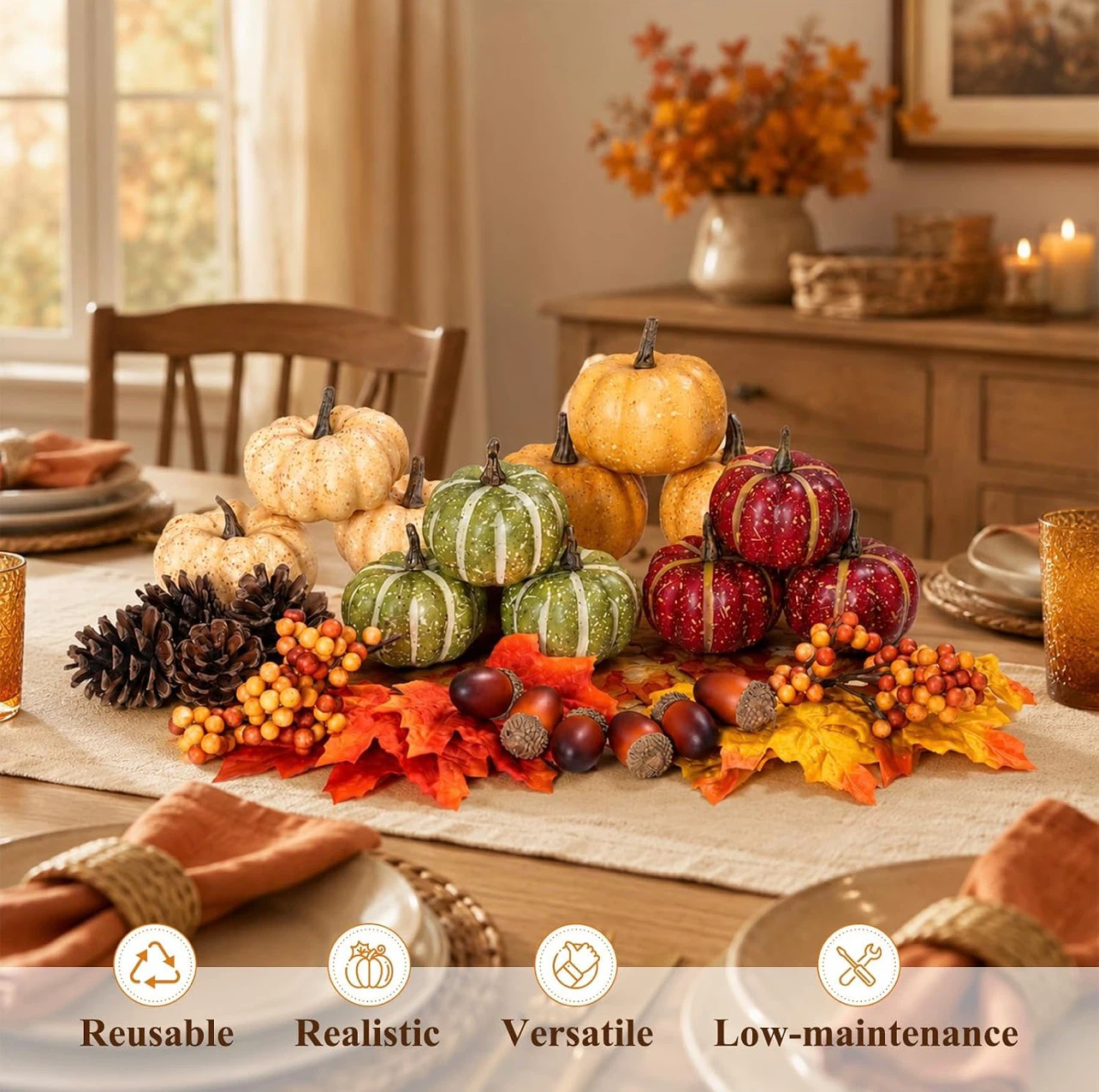 30 Piece Realistic Fall Pumpkin Decorative Set - photo 4