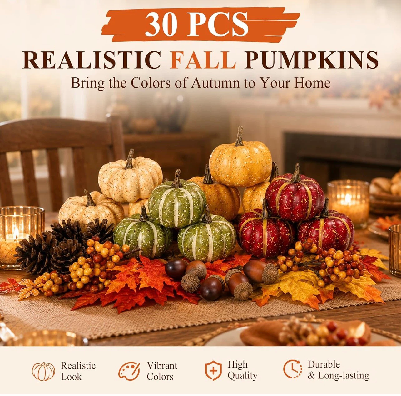 30 Piece Realistic Fall Pumpkin Decorative Set - photo 5