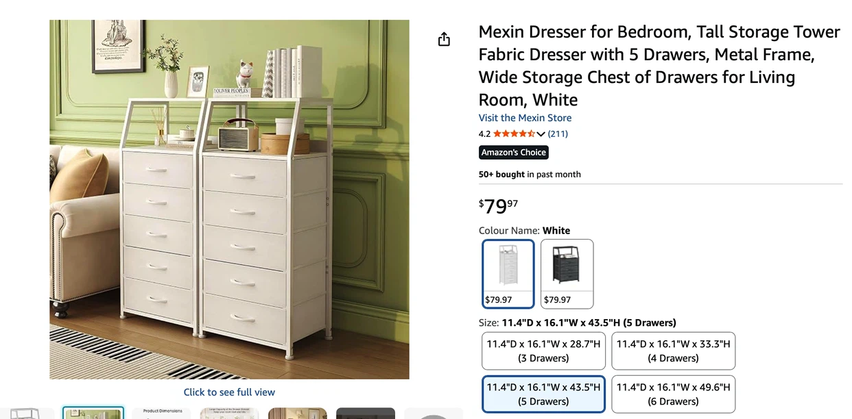 Mexin 5-Drawer Fabric Storage Tower - photo 2
