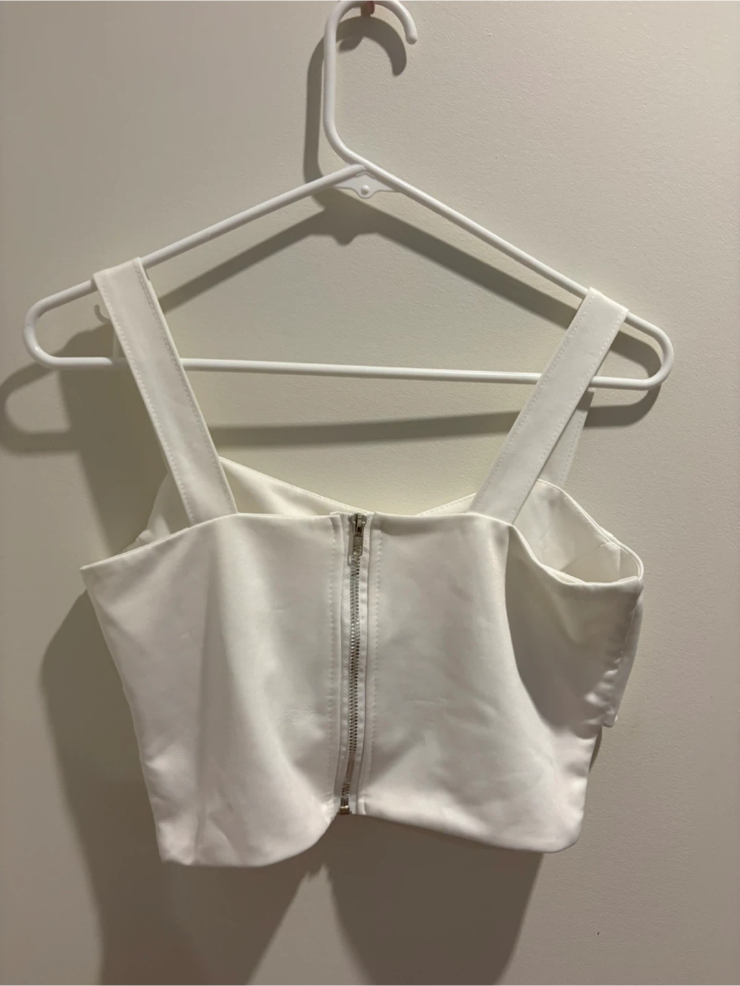 White Faux Leather Crop Top - photo 2