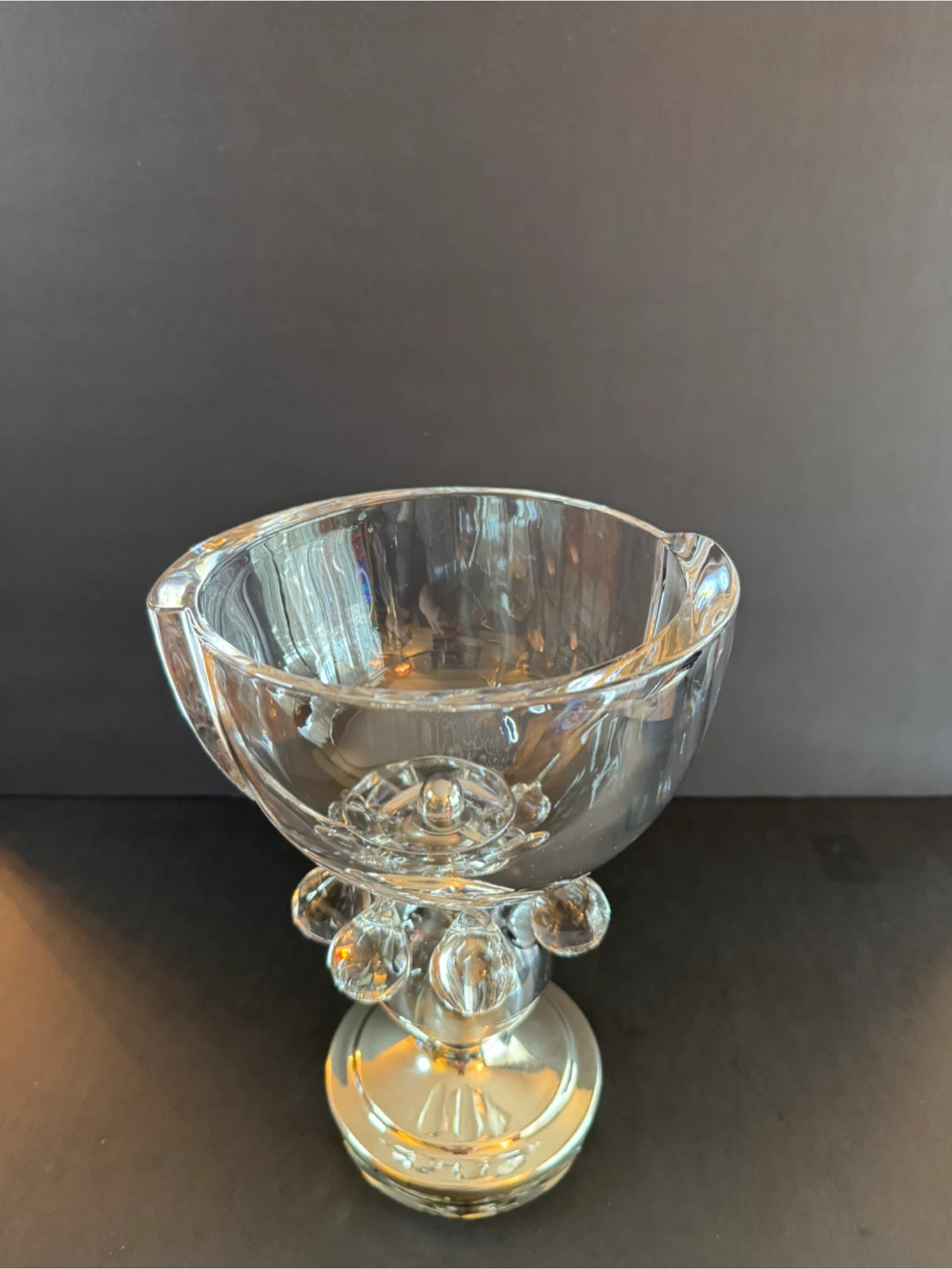 Clear Crystal Footed Bowl with Silver Base - photo 2