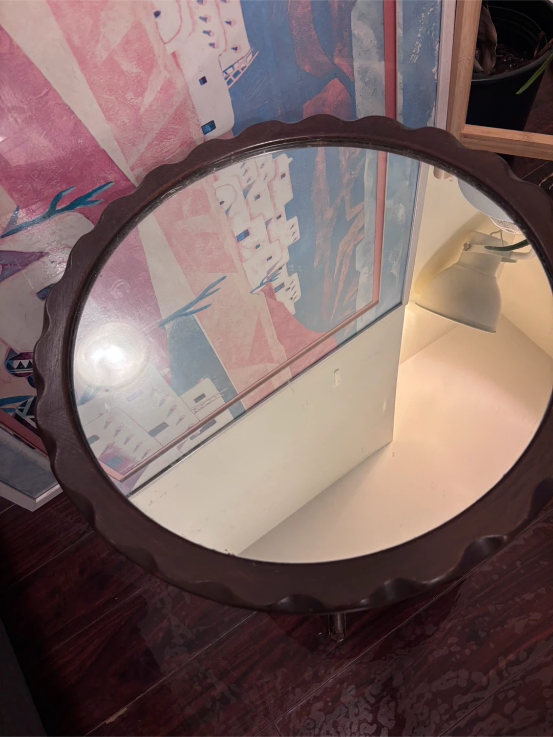 Vintage Round Side Table with Mirror Top - photo 2