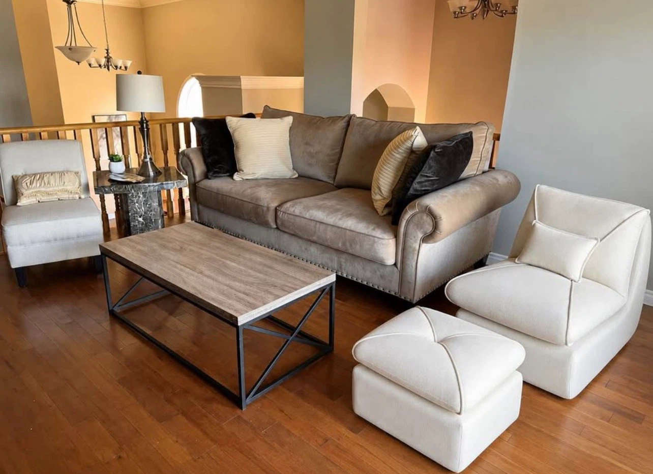 Taupe Microfibre Sofa - photo 2