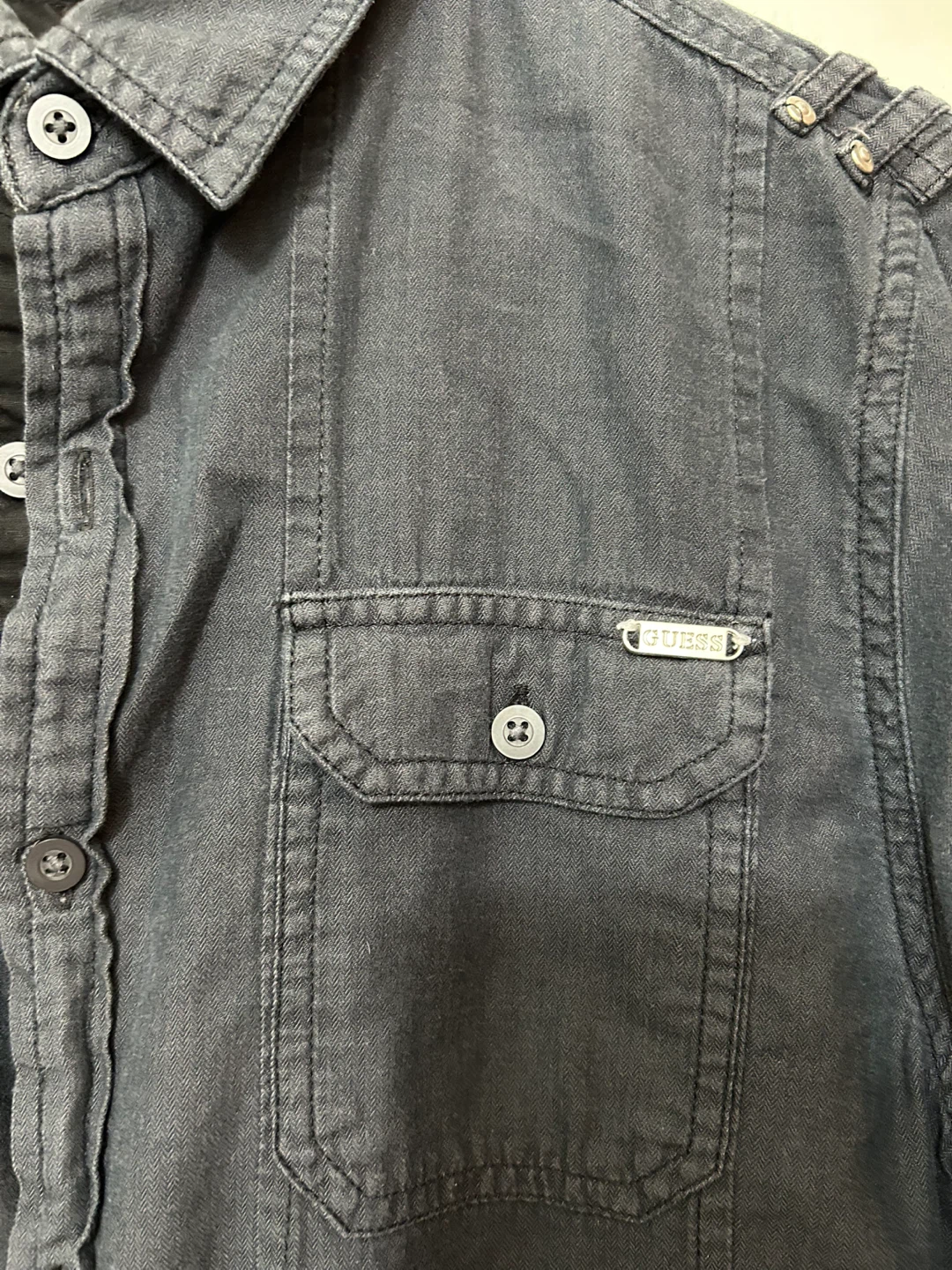 GUESS Slim Fit Long Sleeve Shirt - Dark Grey - XS - photo 2