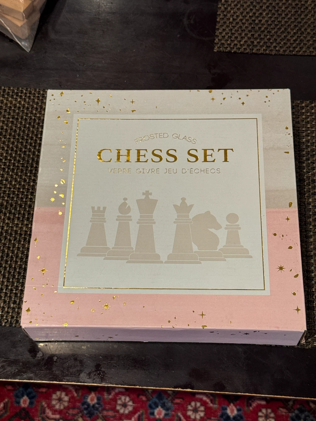 Indigo Frosted Glass Chess Set