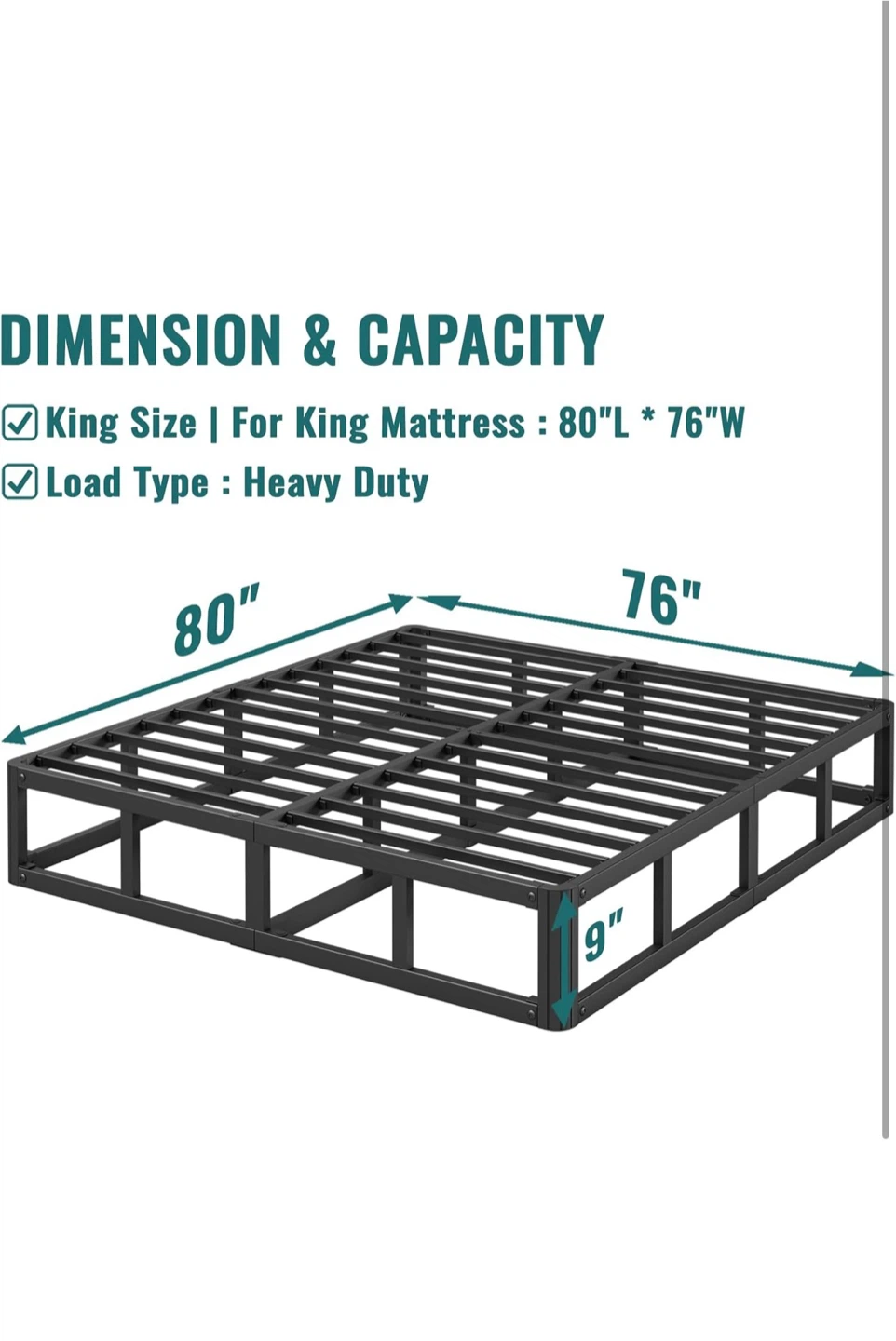 King Size Heavy Duty Metal Mattress  Foundation - photo 3