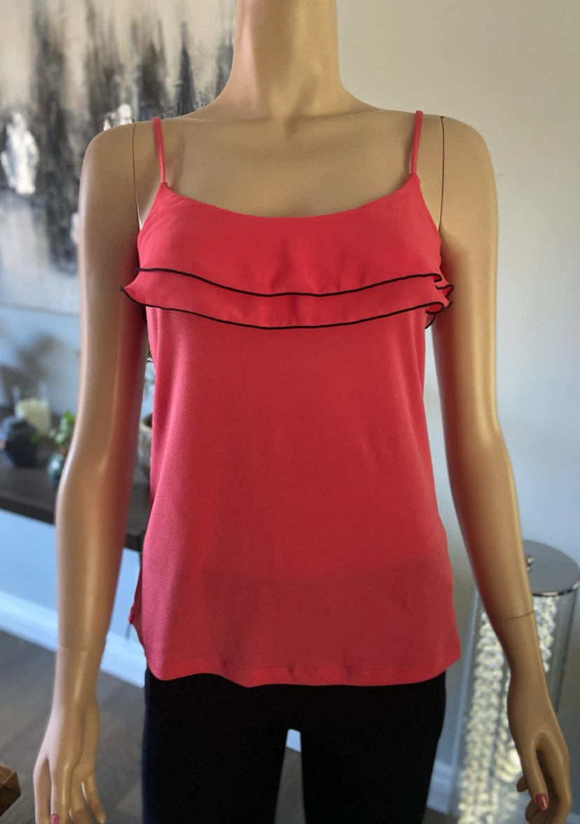 Coral Ruffle Camisole with Black Trim XS - photo 2