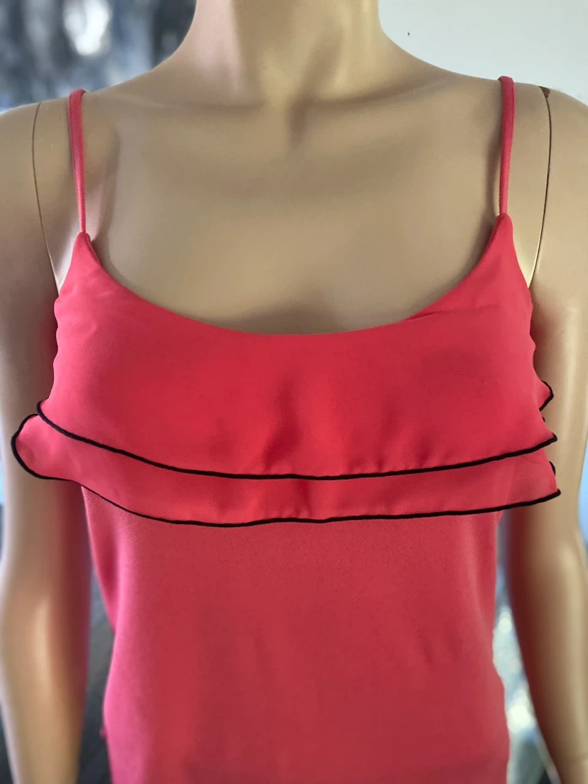 Coral Ruffle Camisole with Black Trim XS - photo 3