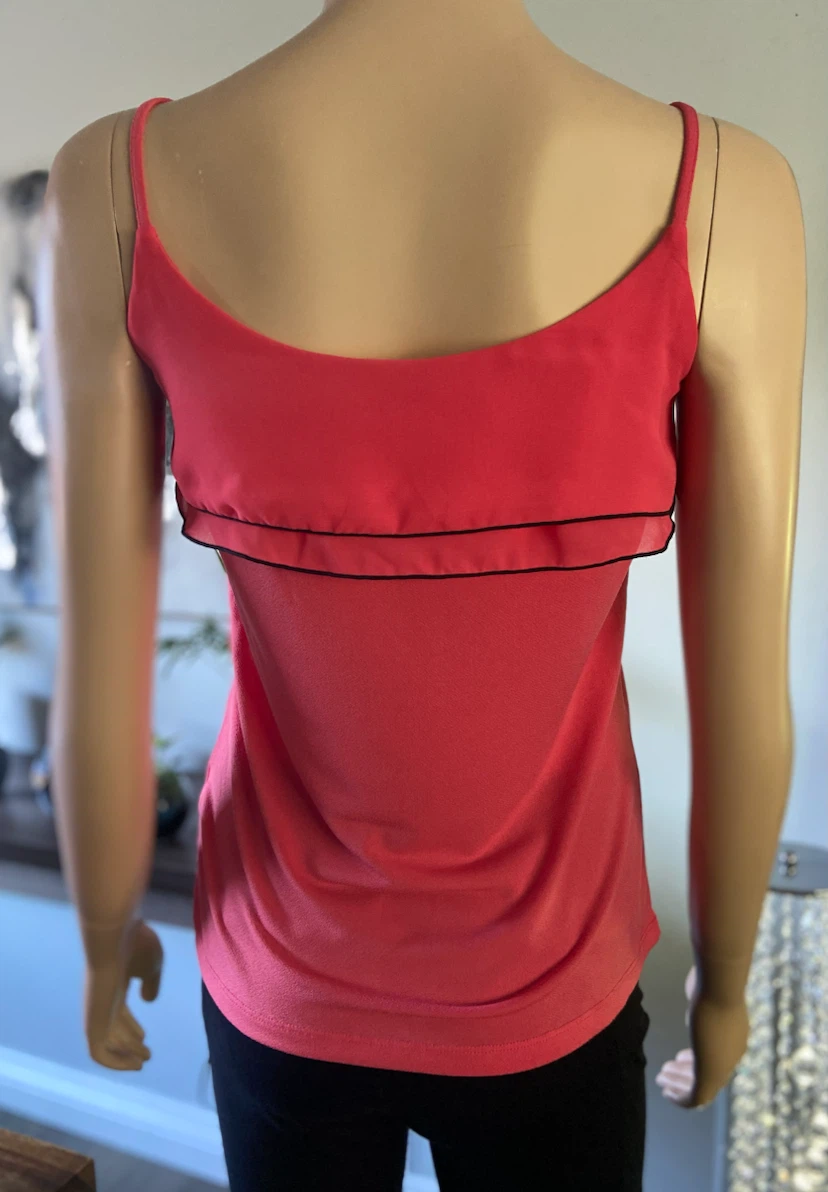 Coral Ruffle Camisole with Black Trim XS - photo 4