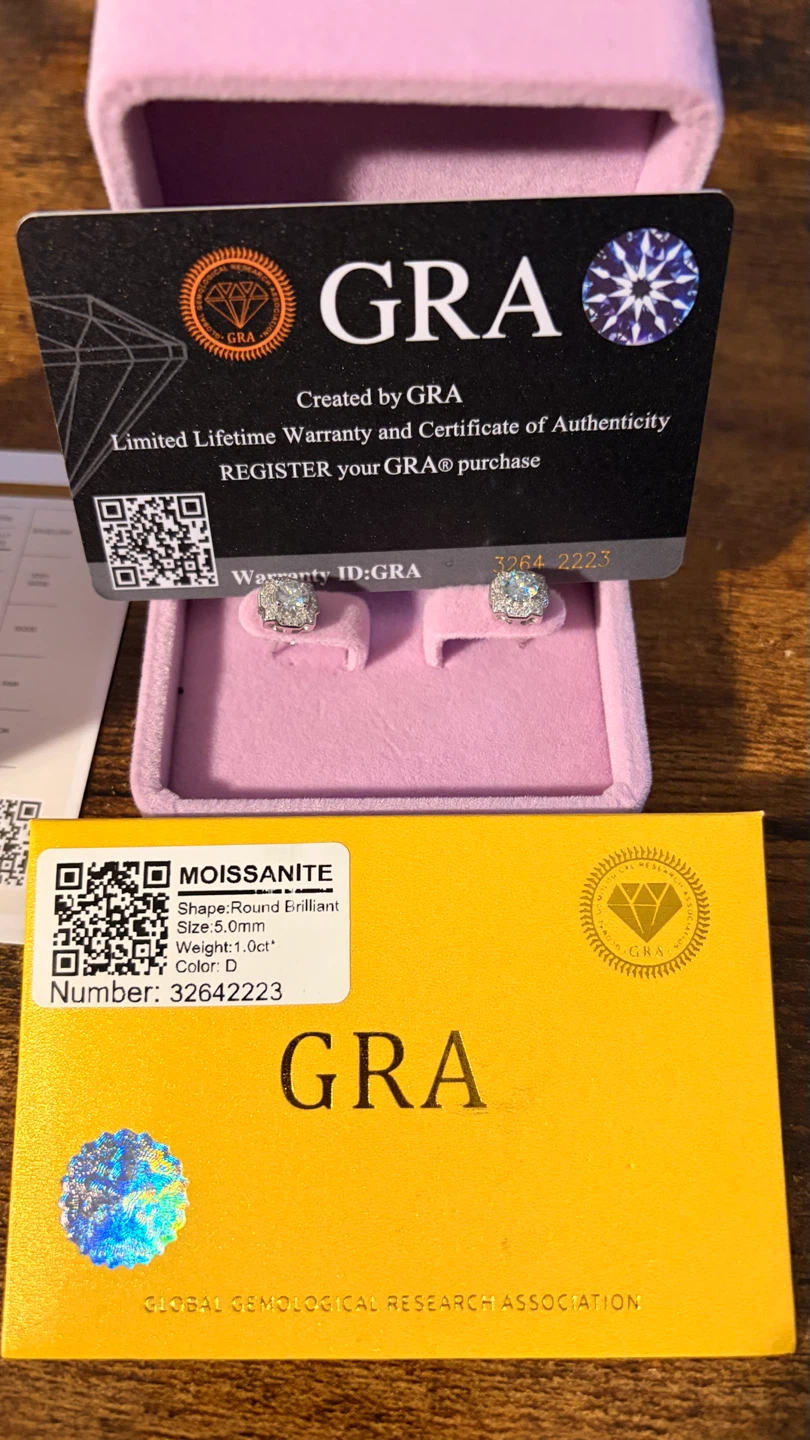 GRA Moissanite Earrings 5.0mm 1.0ct