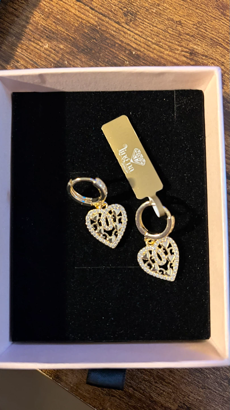 Linona Jewelry 18kt Gold Laminado Heart Hoop Earrings
