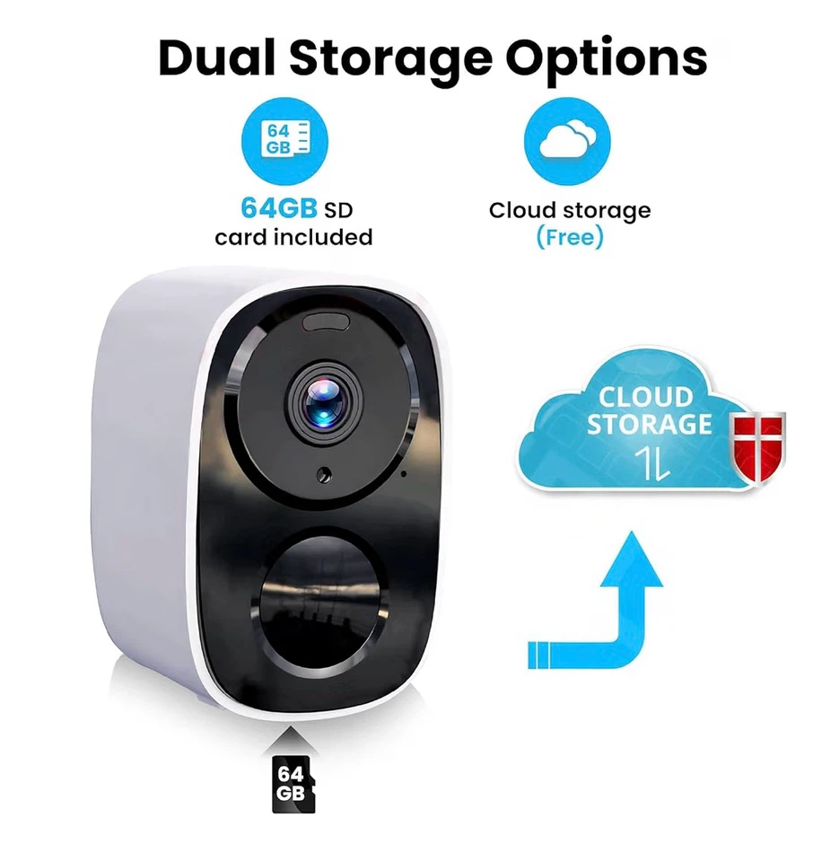 2K Wireless Security Camera with 64GB SD Card