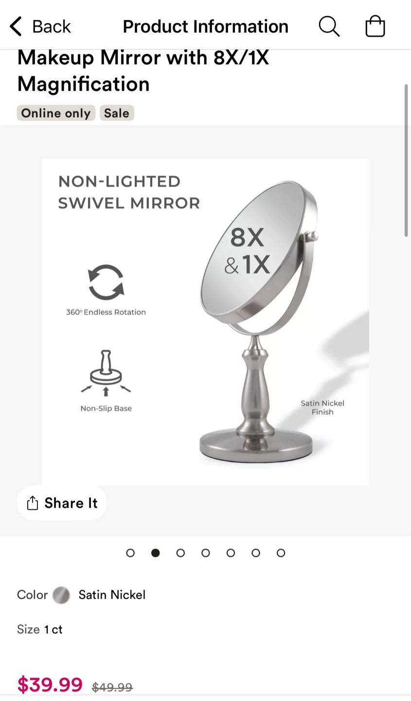Makeup Mirror with 1x and 8x magnifying