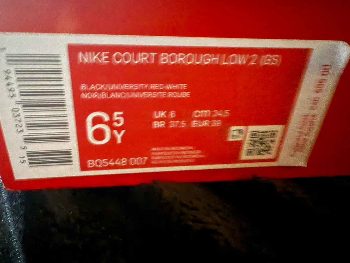 Nike Court Borough Low 2 GS Black/Red Size 6.5Y - photo 2