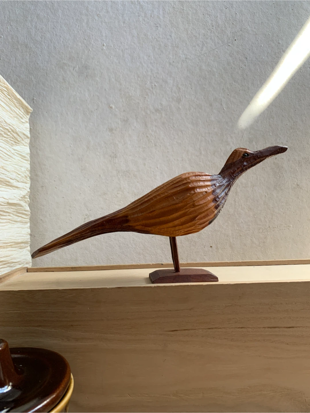 Vintage MCM Hand-Carved Wooden Bird Figurine - photo 4
