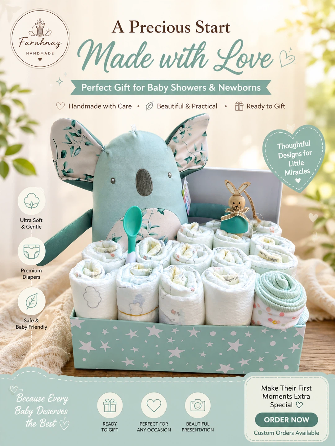 Diaper cake for boys and girls