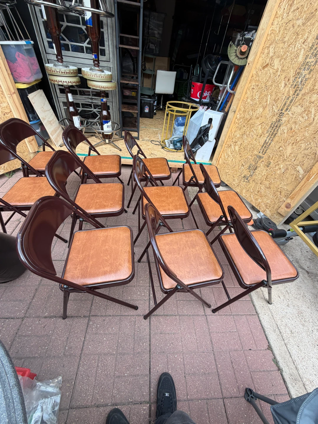 Set of 11 Brown Metal Folding Chairs - photo 4