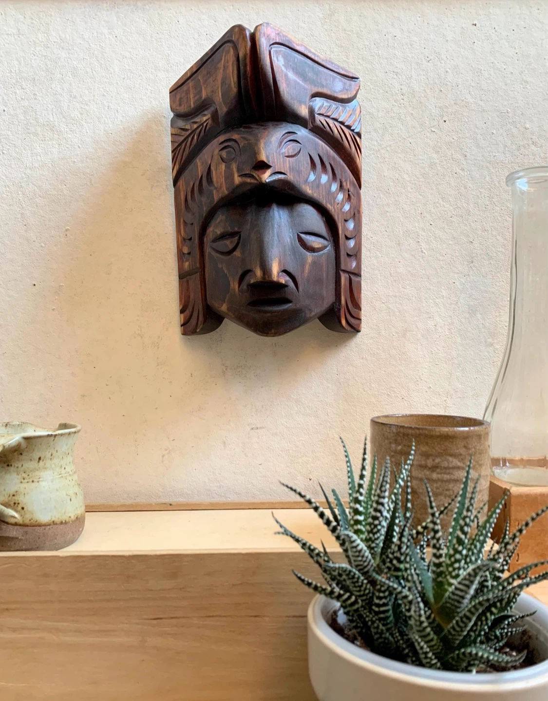 Hand Carved Wooden Mask - photo 2
