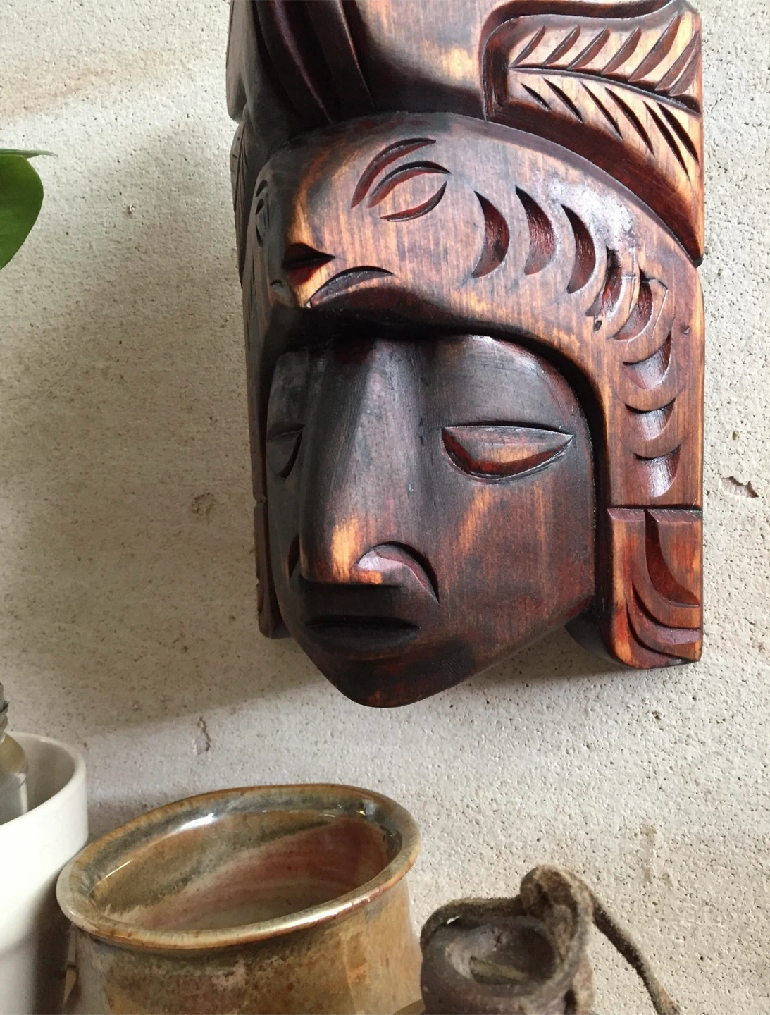 Hand Carved Wooden Mask - photo 3