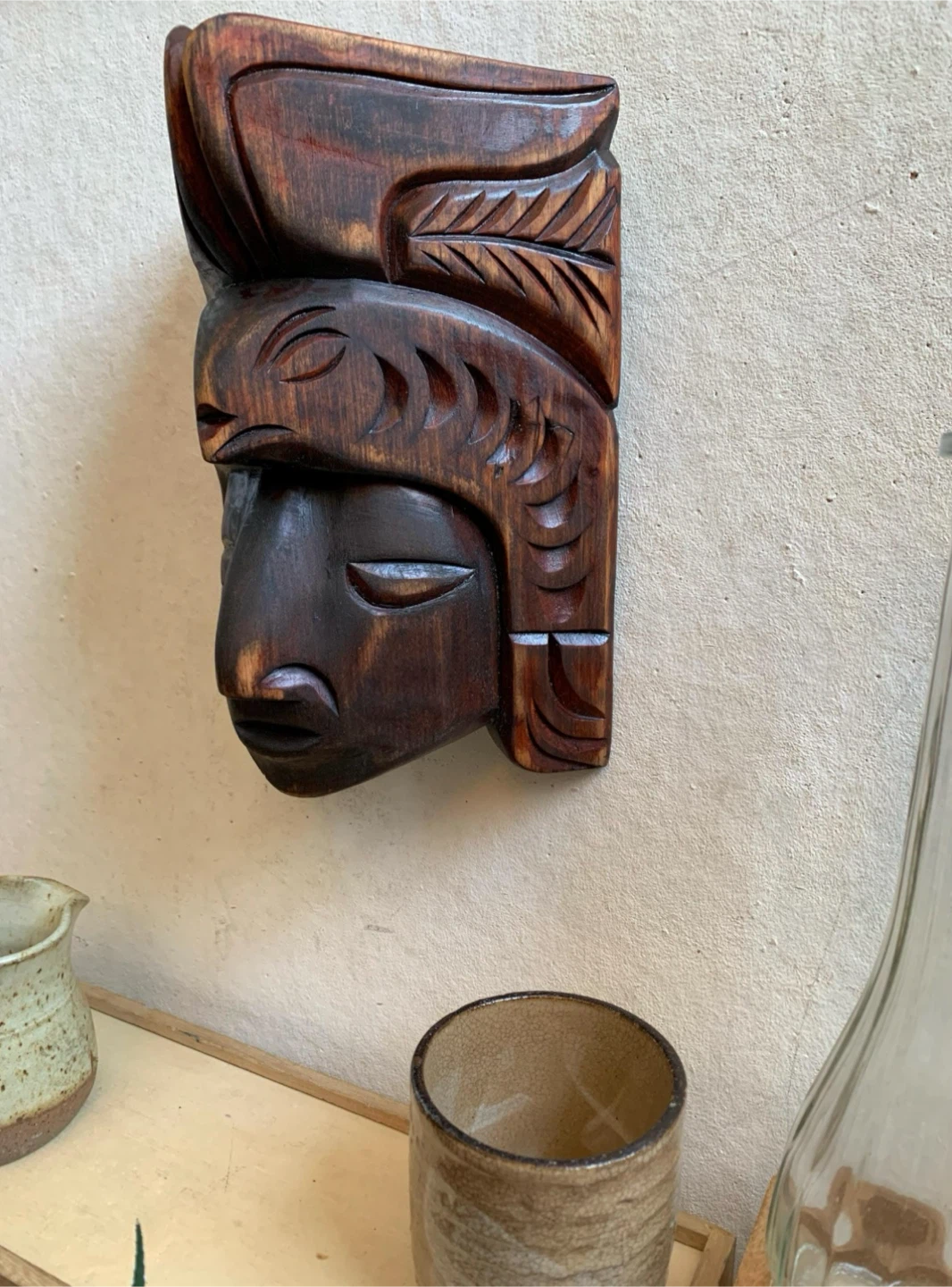 Hand Carved Wooden Mask - photo 4