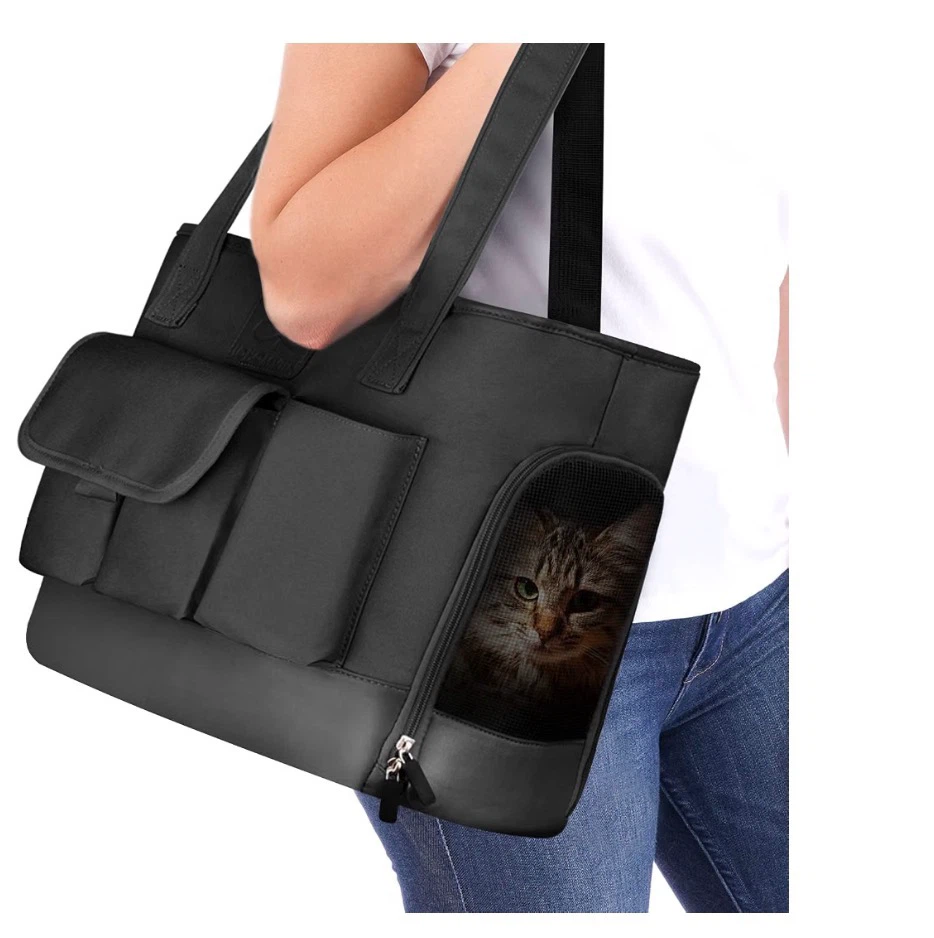 New Johomviin Black Foldable/ Washable Pet Carrier Bag