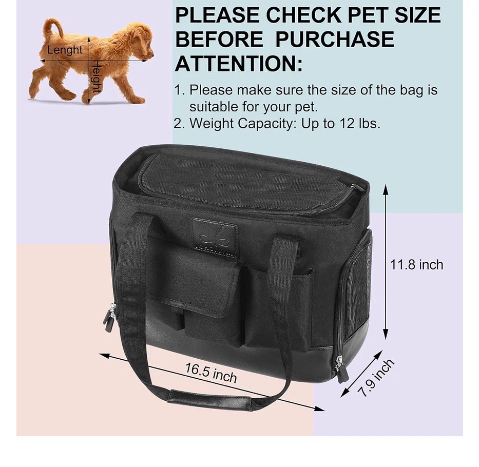 New Johomviin Black Foldable/ Washable Pet Carrier Bag - photo 3